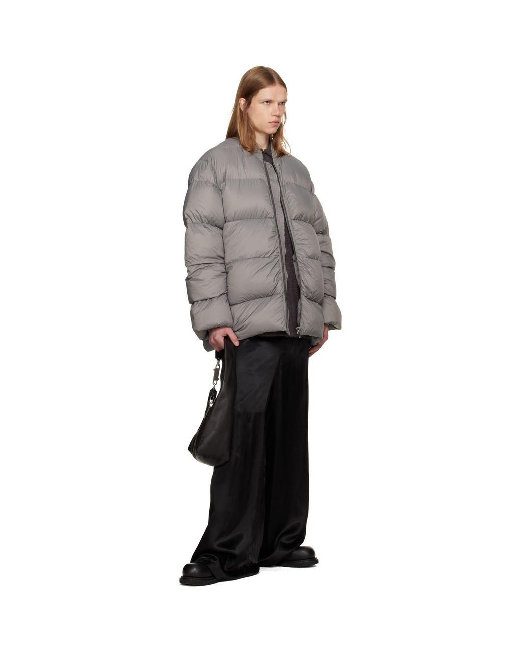 Rick Owens Gray Taupe Tower Classic Flight Down Jacket for men