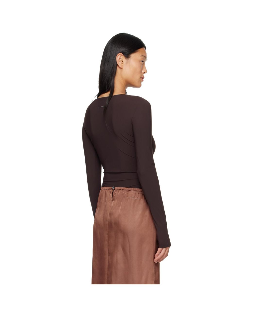 MM6 by Maison Margiela Brown Lycra Jersey Bodysuit