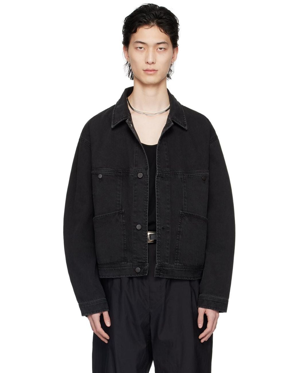 Lemaire Four Pockets Denim Jacket in Black for Men | Lyst