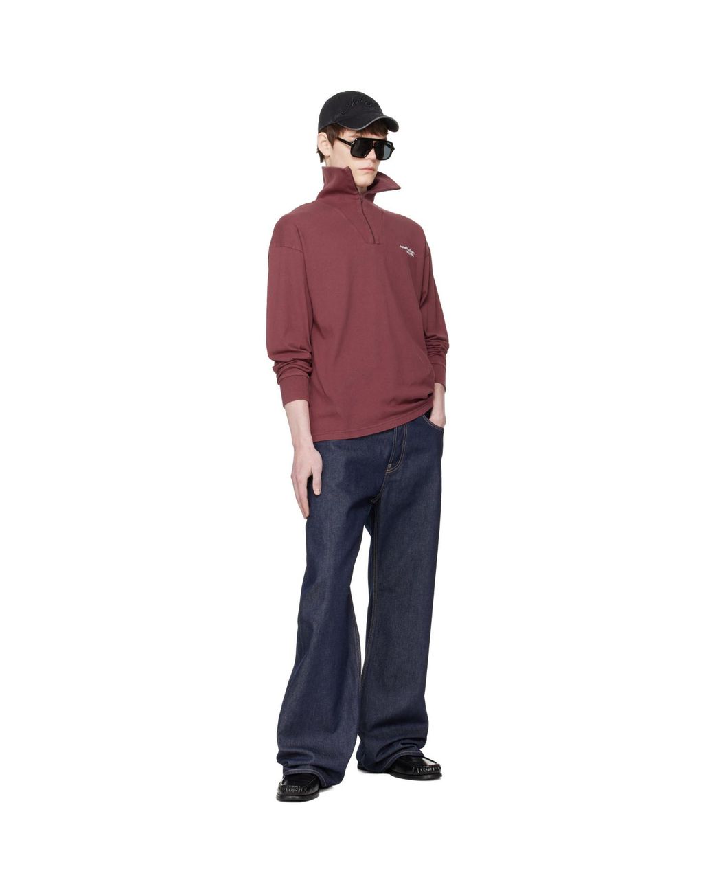 Acne Red Zip-Up Logo Sweatshirt for men