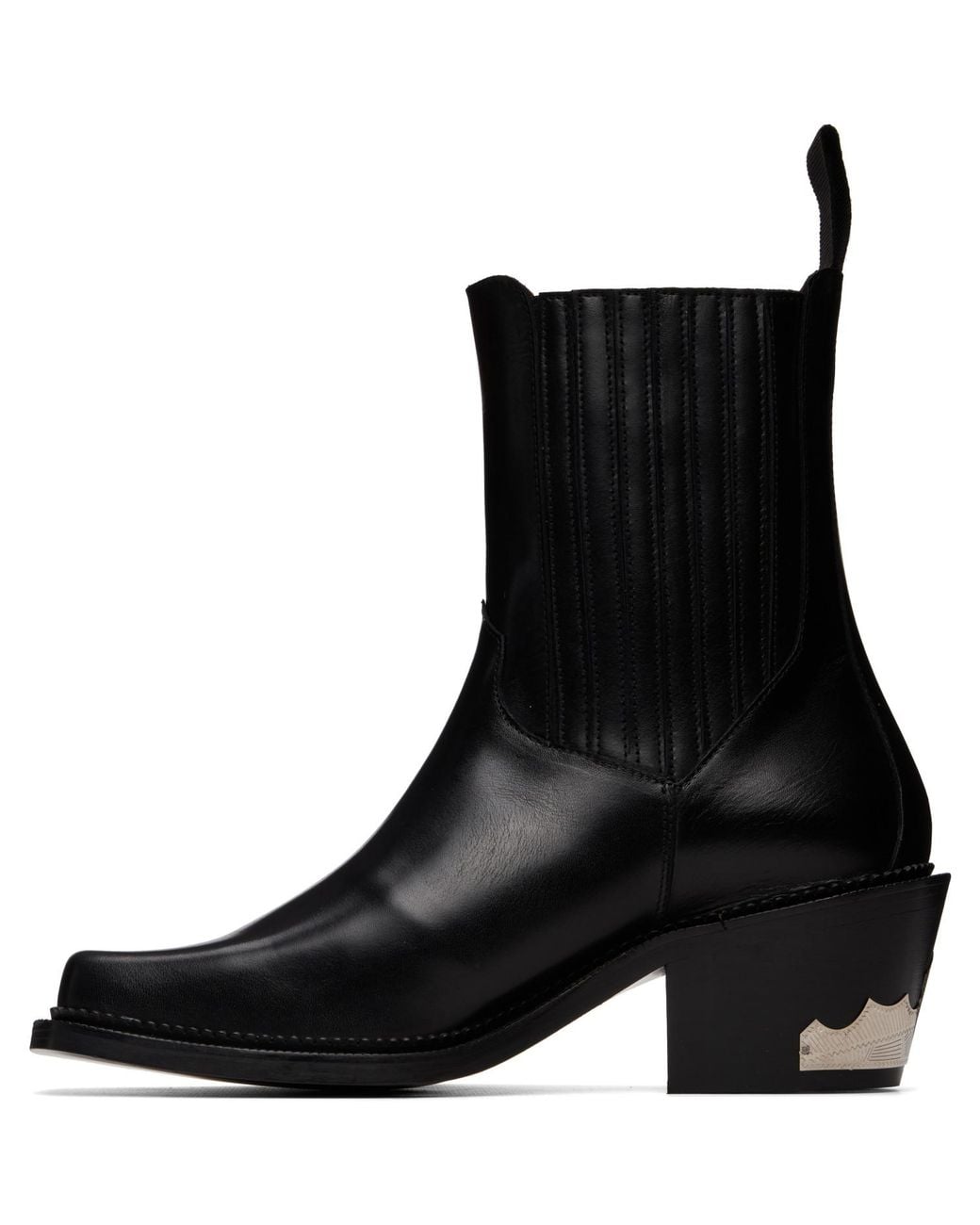 Toga Virilis Black Hard Leather Chelsea Boots for men