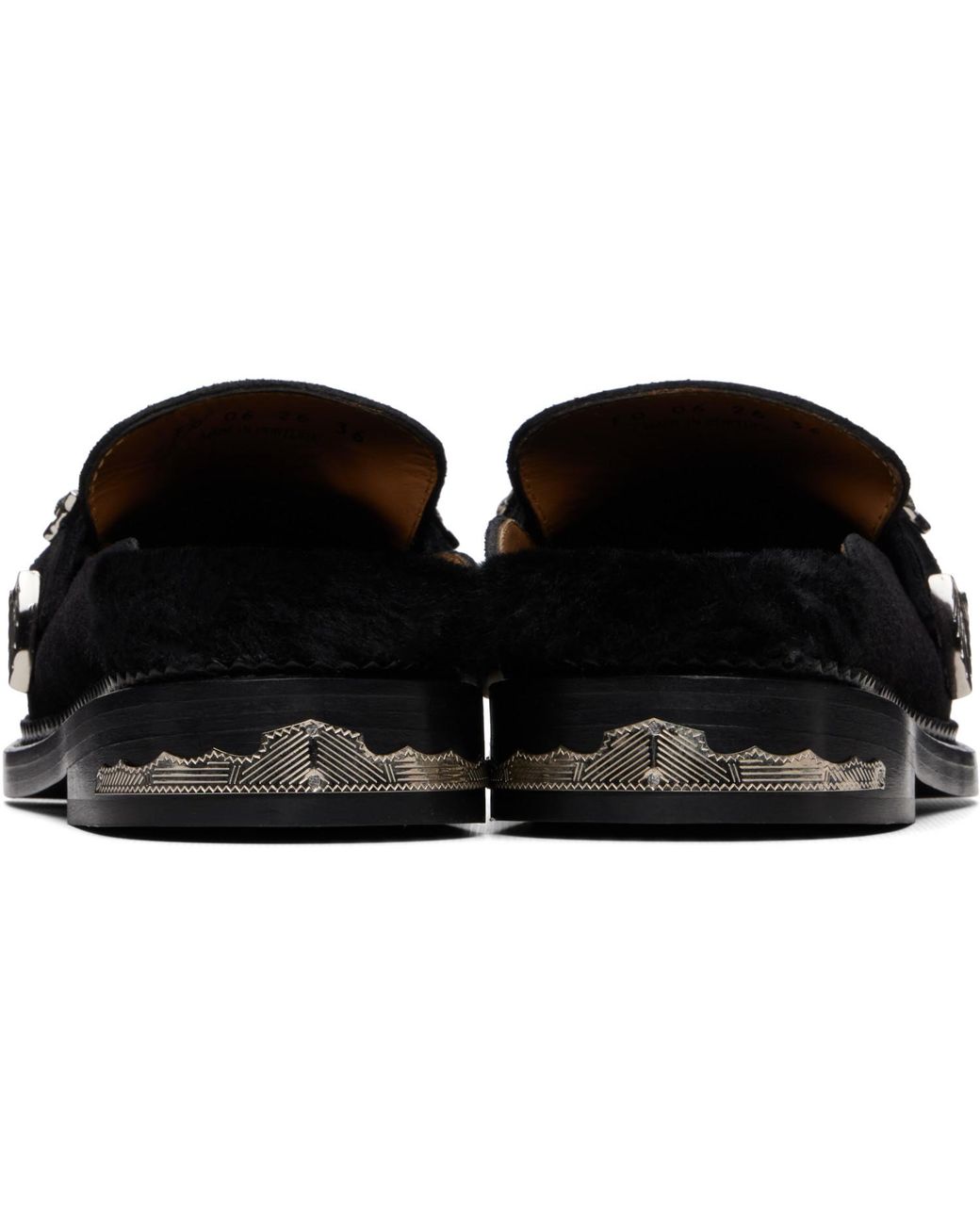 Toga Black Suede Fur Slip-On Loafers