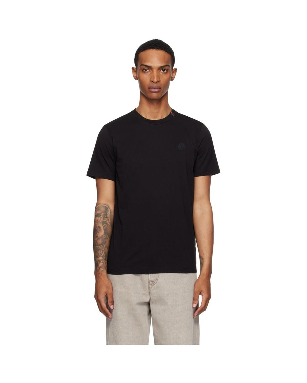 Moncler Black Short Sleeve T-Shirt for men