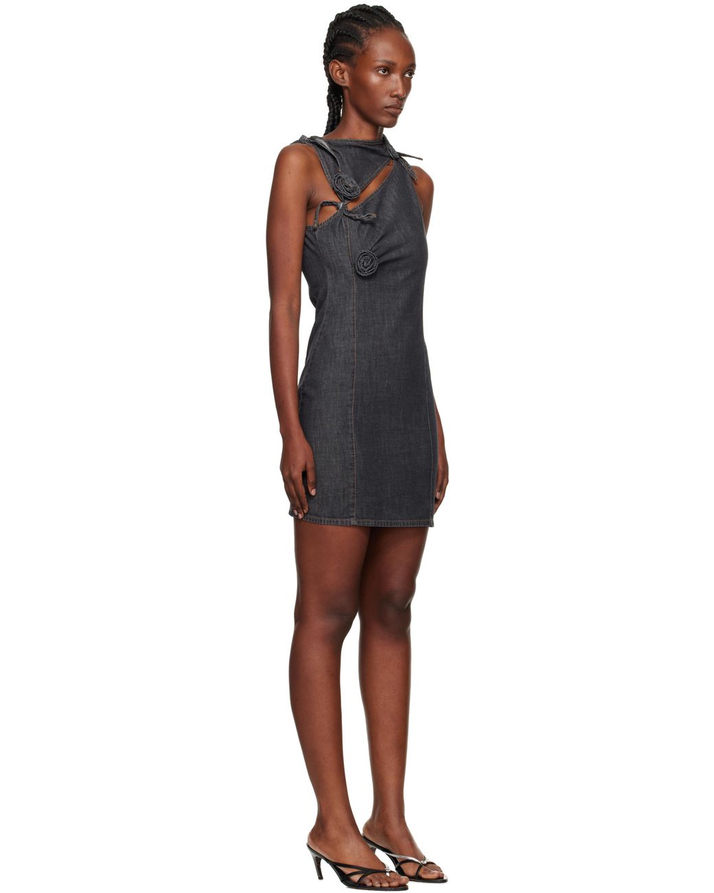 Coperni Flower Denim Minidress in Black | Lyst