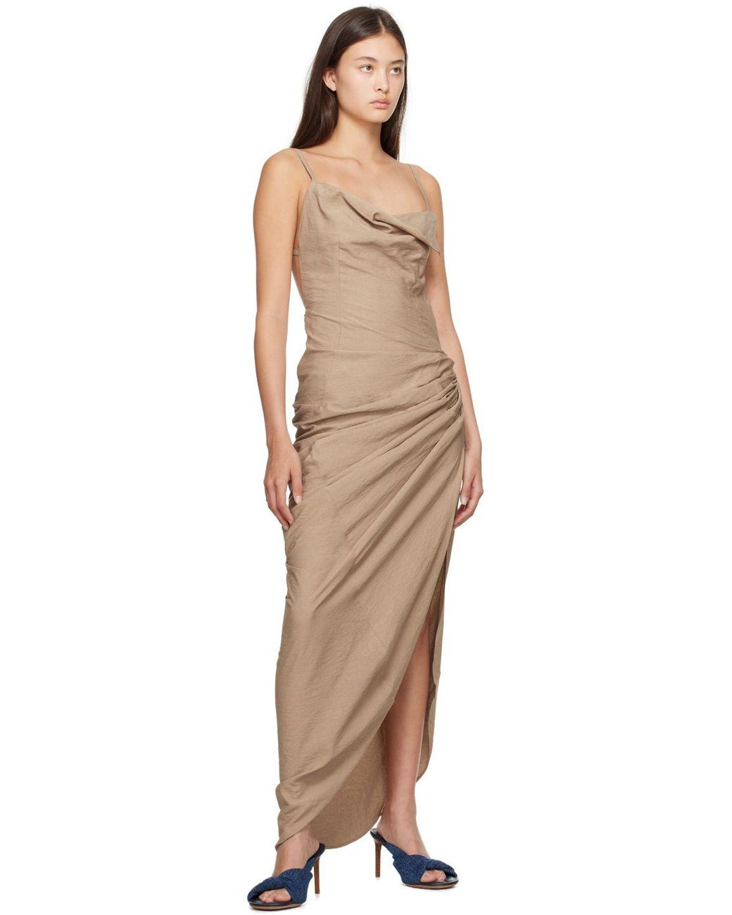 Jacquemus Beige Le Chouchou la Robe Saudade Longue Maxi Dress in