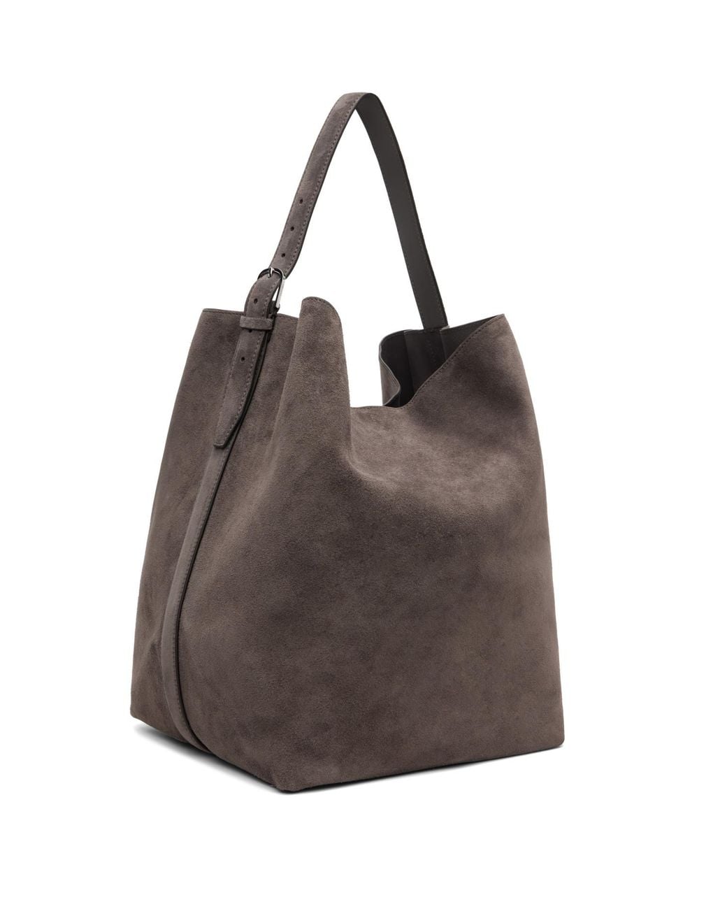 Totême Brown Belted Suede Tote