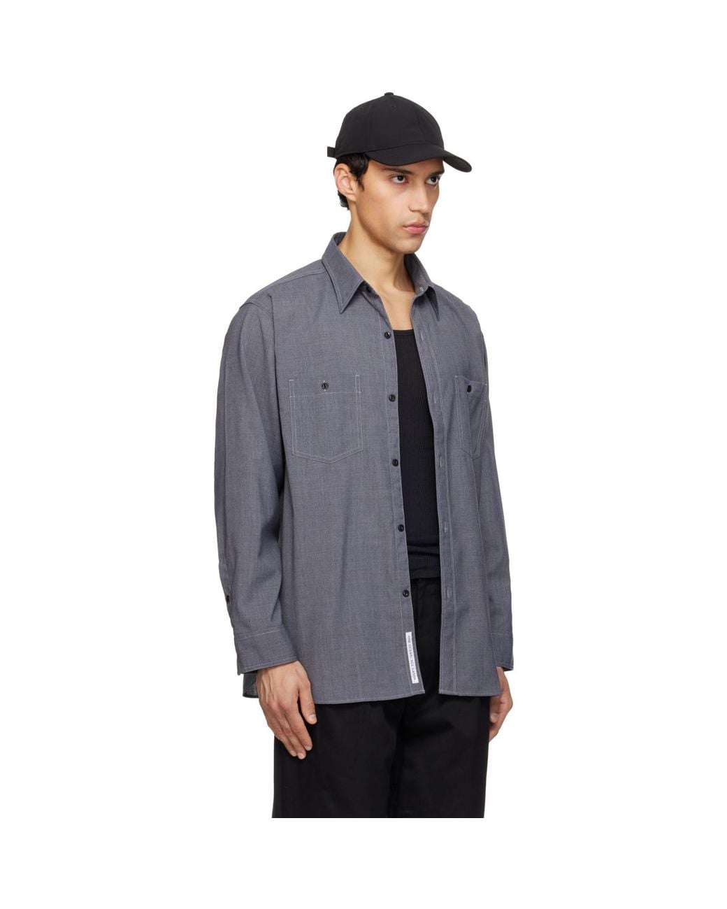 Nanamica Black Polyester Wool Field Shirt for men