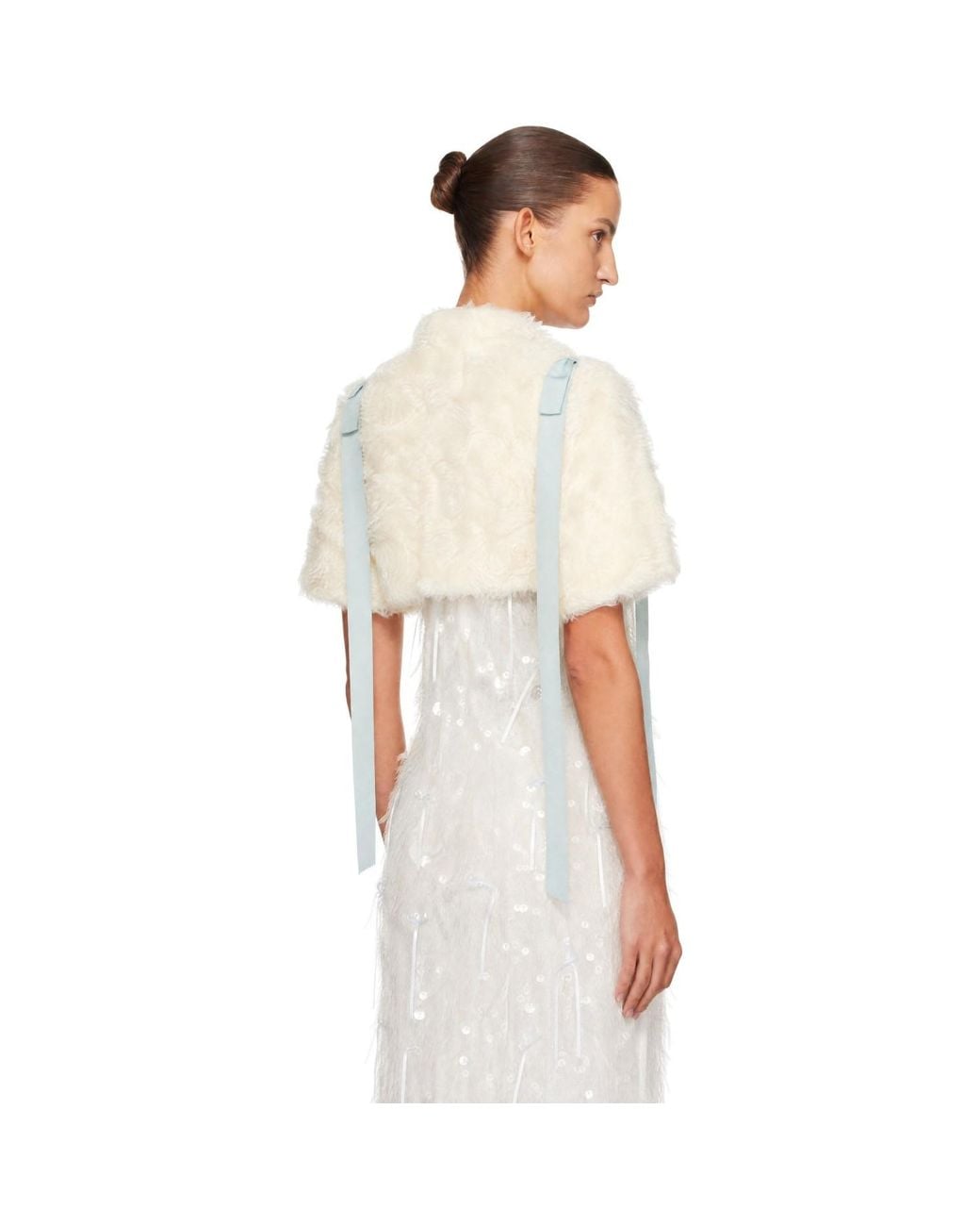 Sandy Liang White Off- Oatmeal Bolero Top