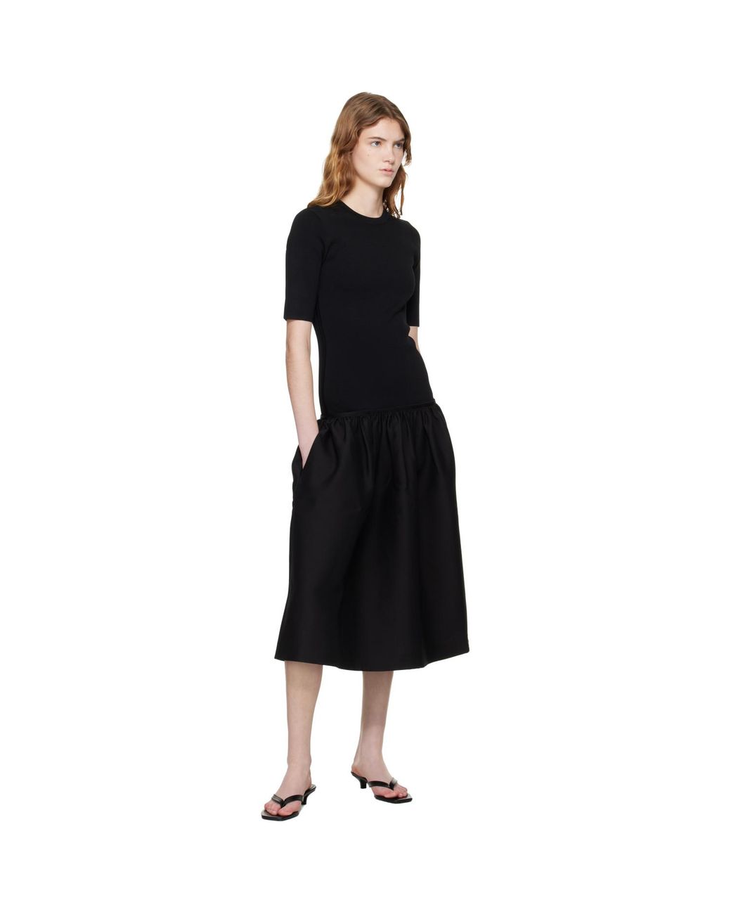 Totême Black Twinflower Tee Midi Dress