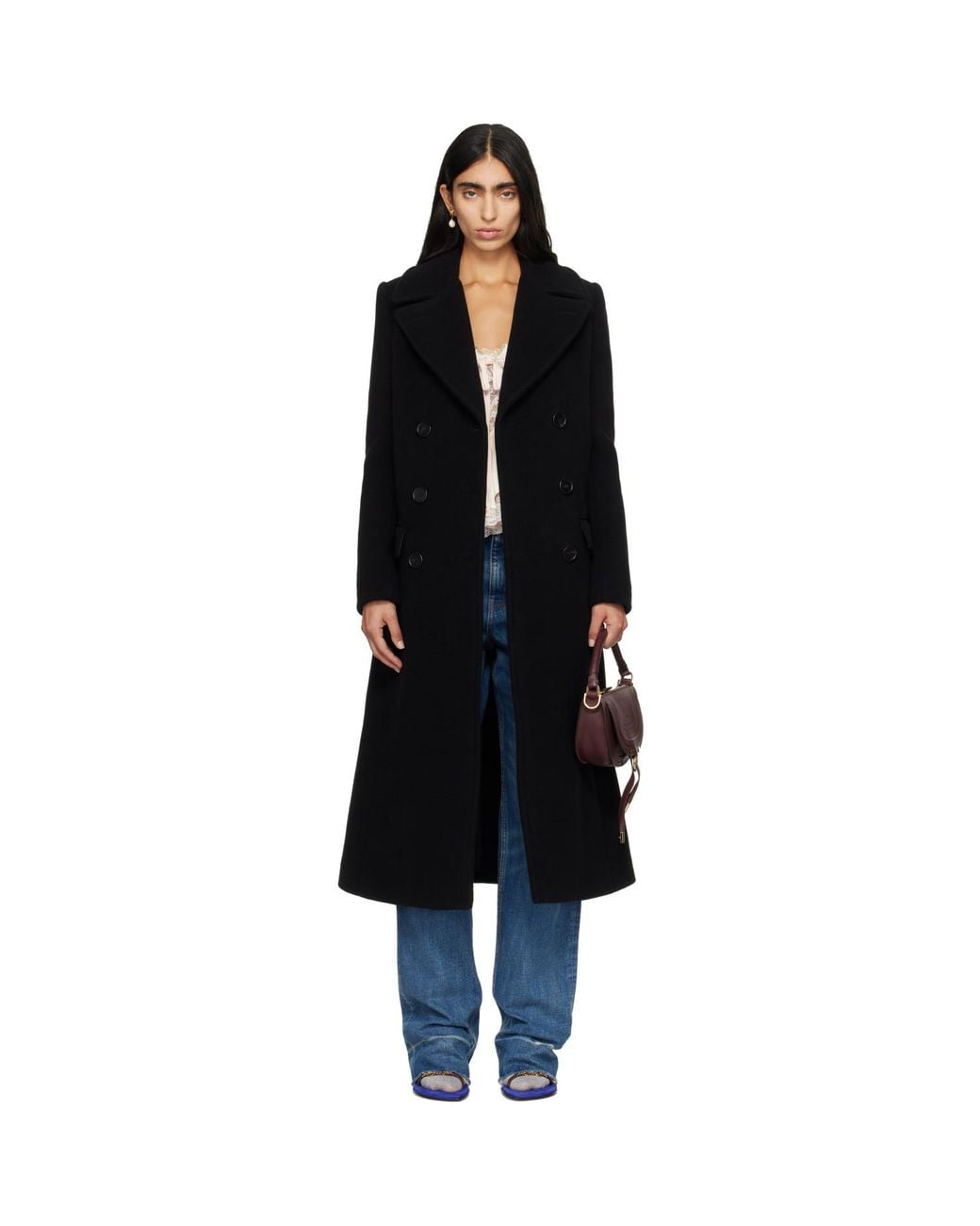 Chloé Black Long Double-Breasted Coat