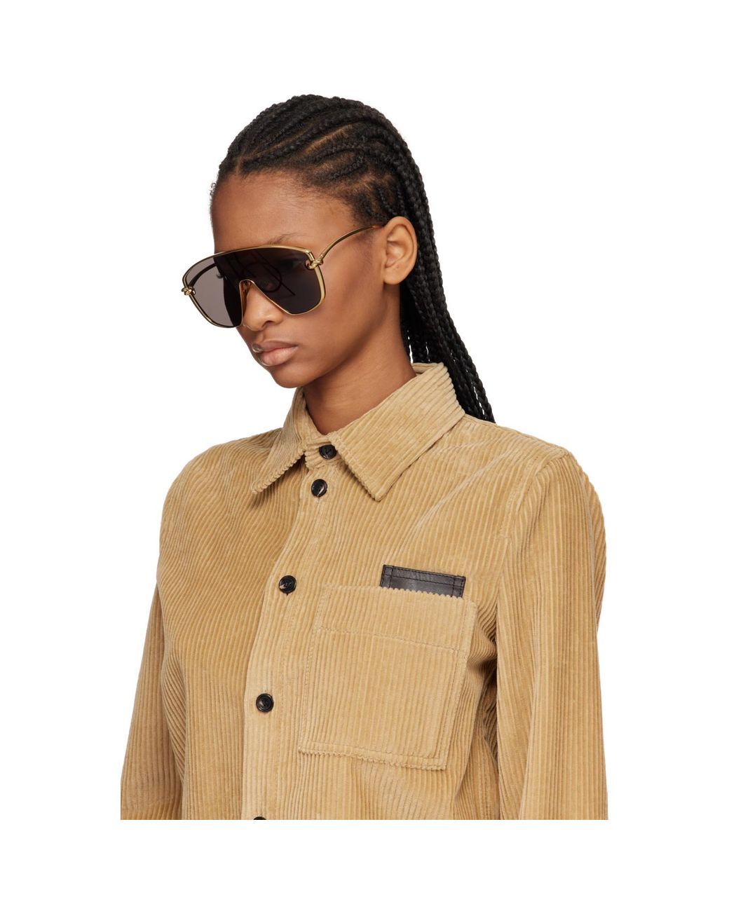 Bottega Veneta Gray Knot Shield Sunglasses