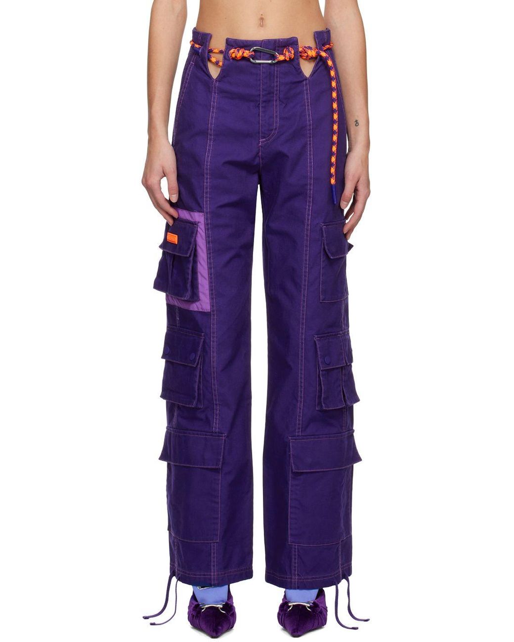 adidas Purple Belted Cargo Pants Lyst