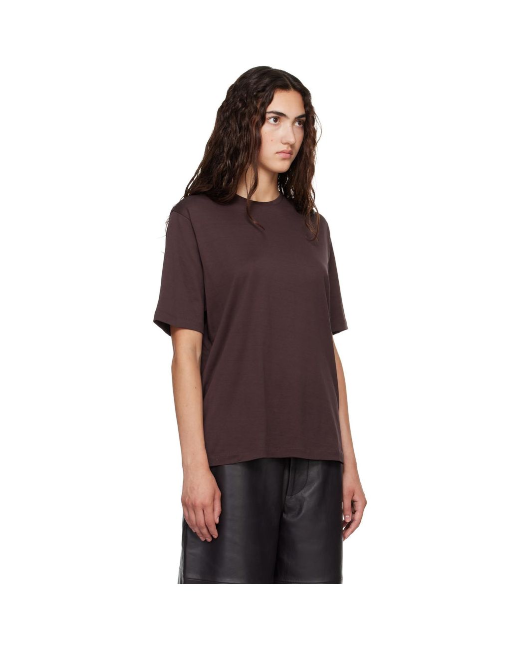 Frankie Shop Brown Burgundy Harper Soft Organic T-Shirt