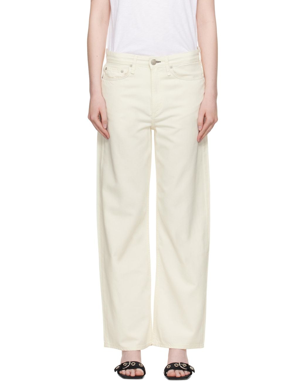 Rag & Bone Natural Off- Featherweight Logan Wide-Leg Jeans
