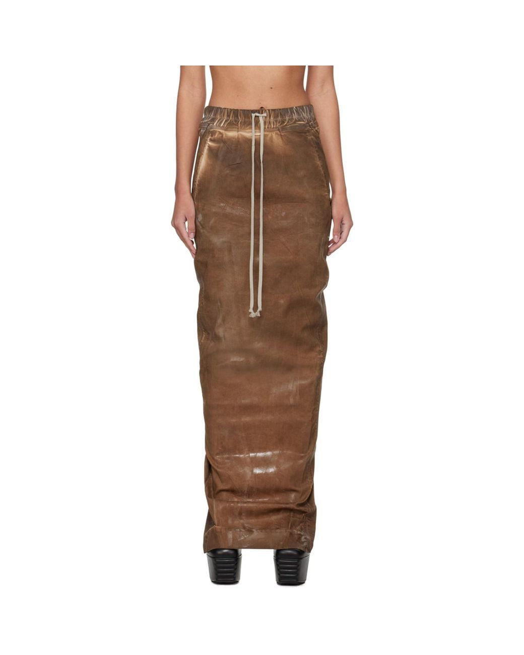 Rick Owens Multicolor Pull On Pillar Denim Maxi Skirt