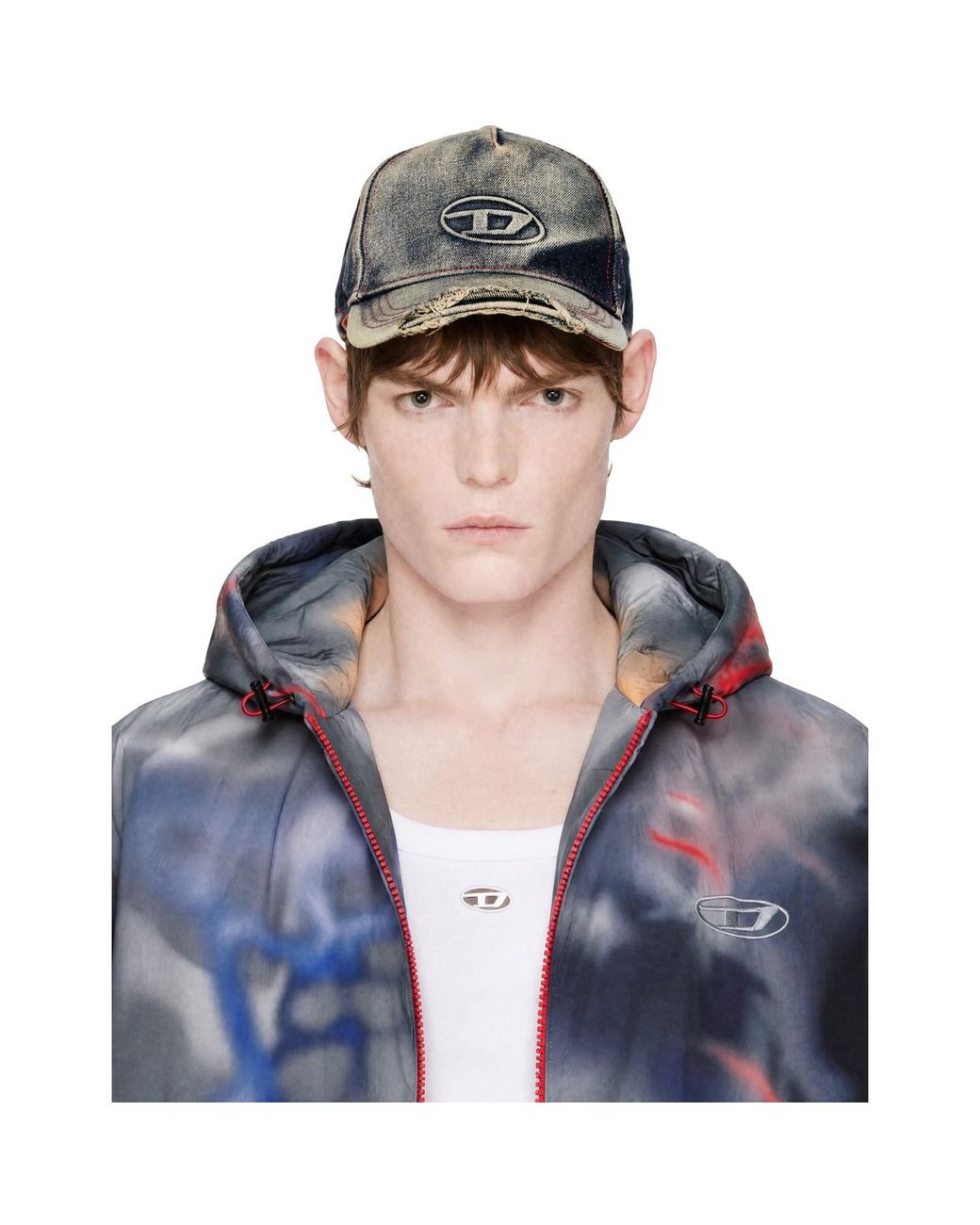DIESEL Blue Treated Denim Baseball Cap for men