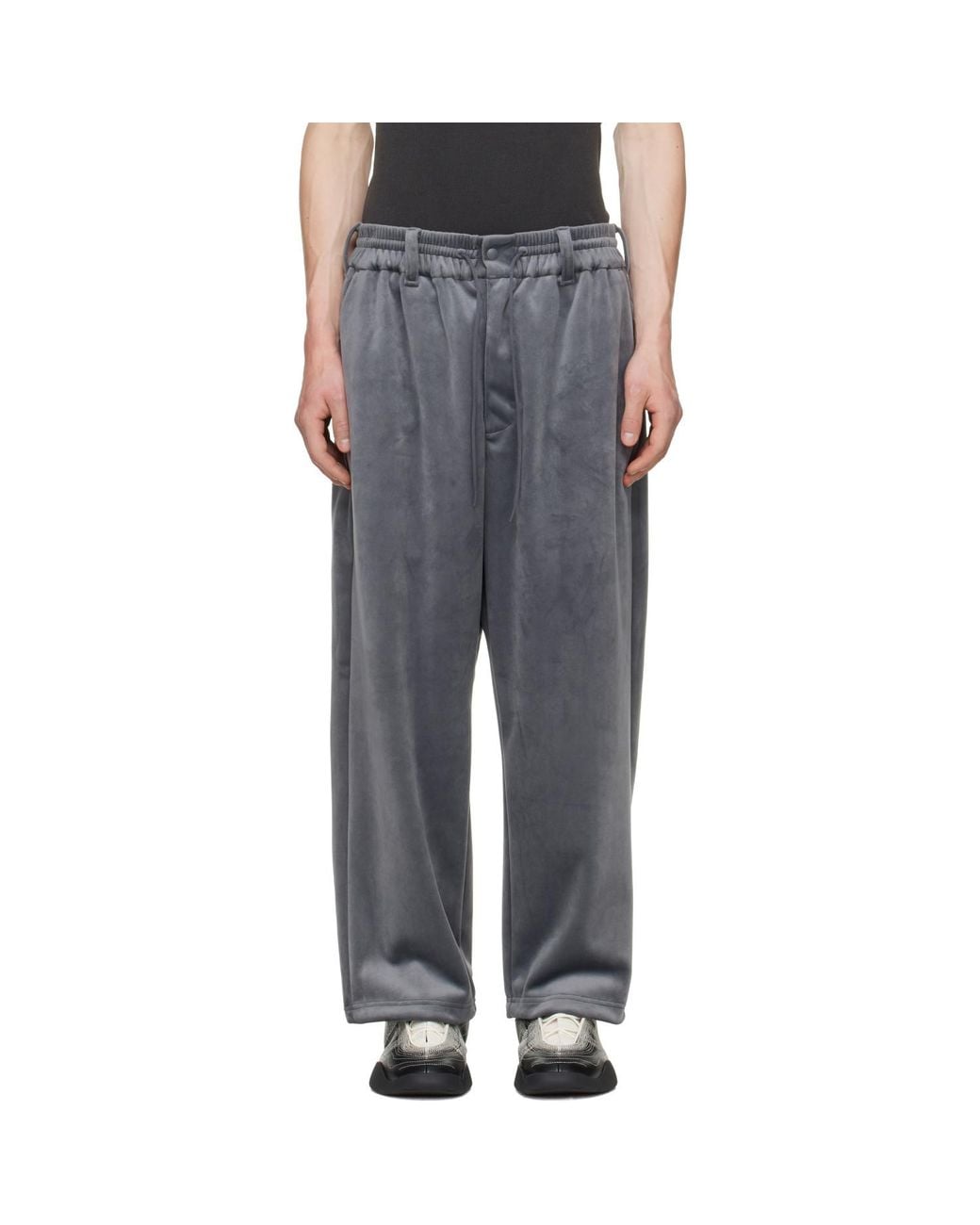 Y-3 Gray Velvet Corduroy Track Pants for men