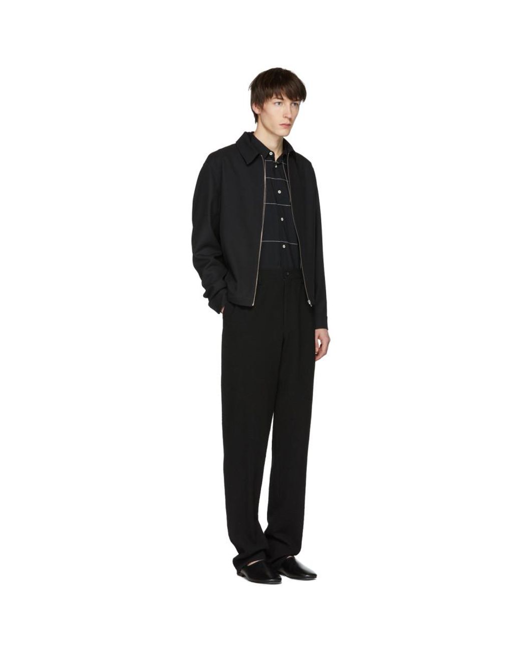 Lemaire Black Wool Zip Jacket for Men | Lyst