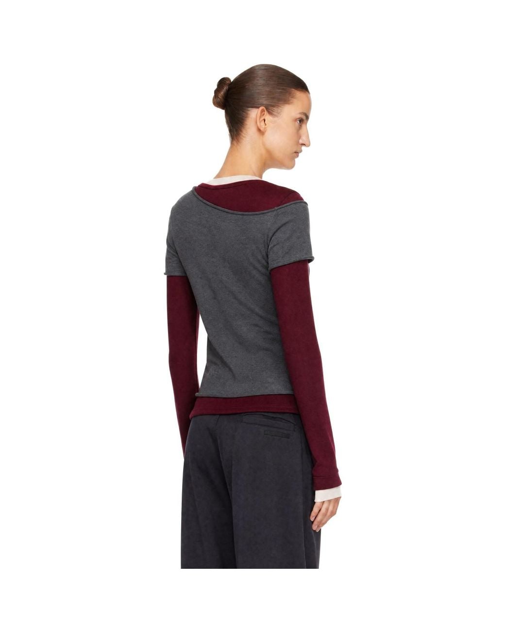 Staud Black Burgundy Sera Sweater