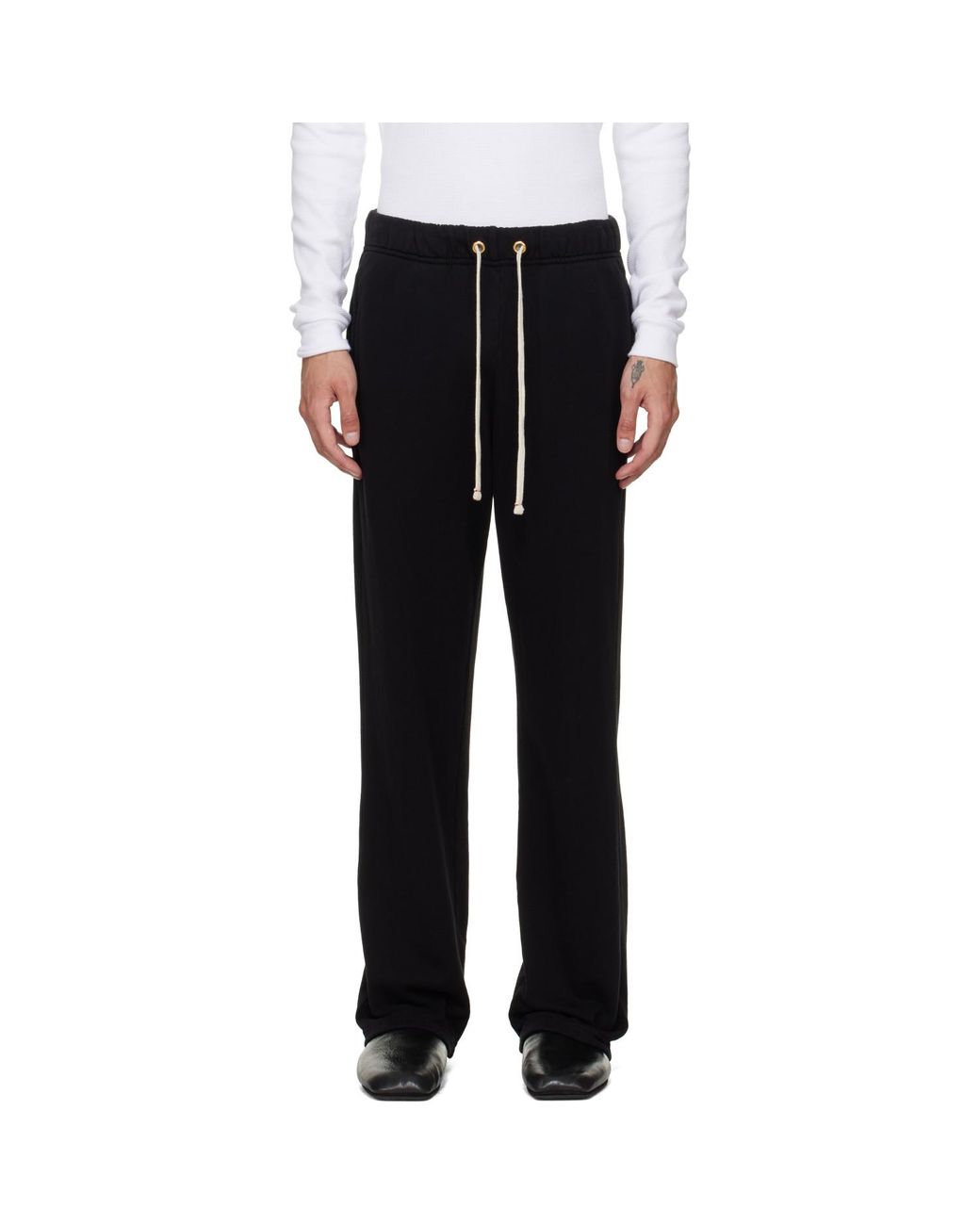 Les Tien Black French Terry Classic Sweatpants for men
