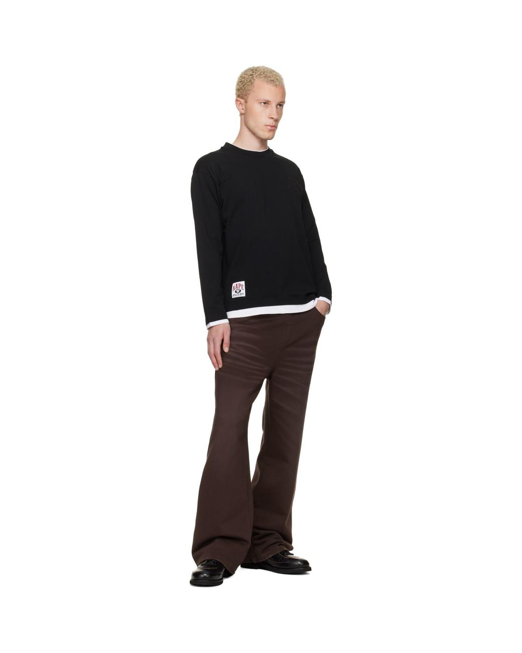 Aape By A Bathing Ape Black 'A' Long Sleeve T-Shirt for men