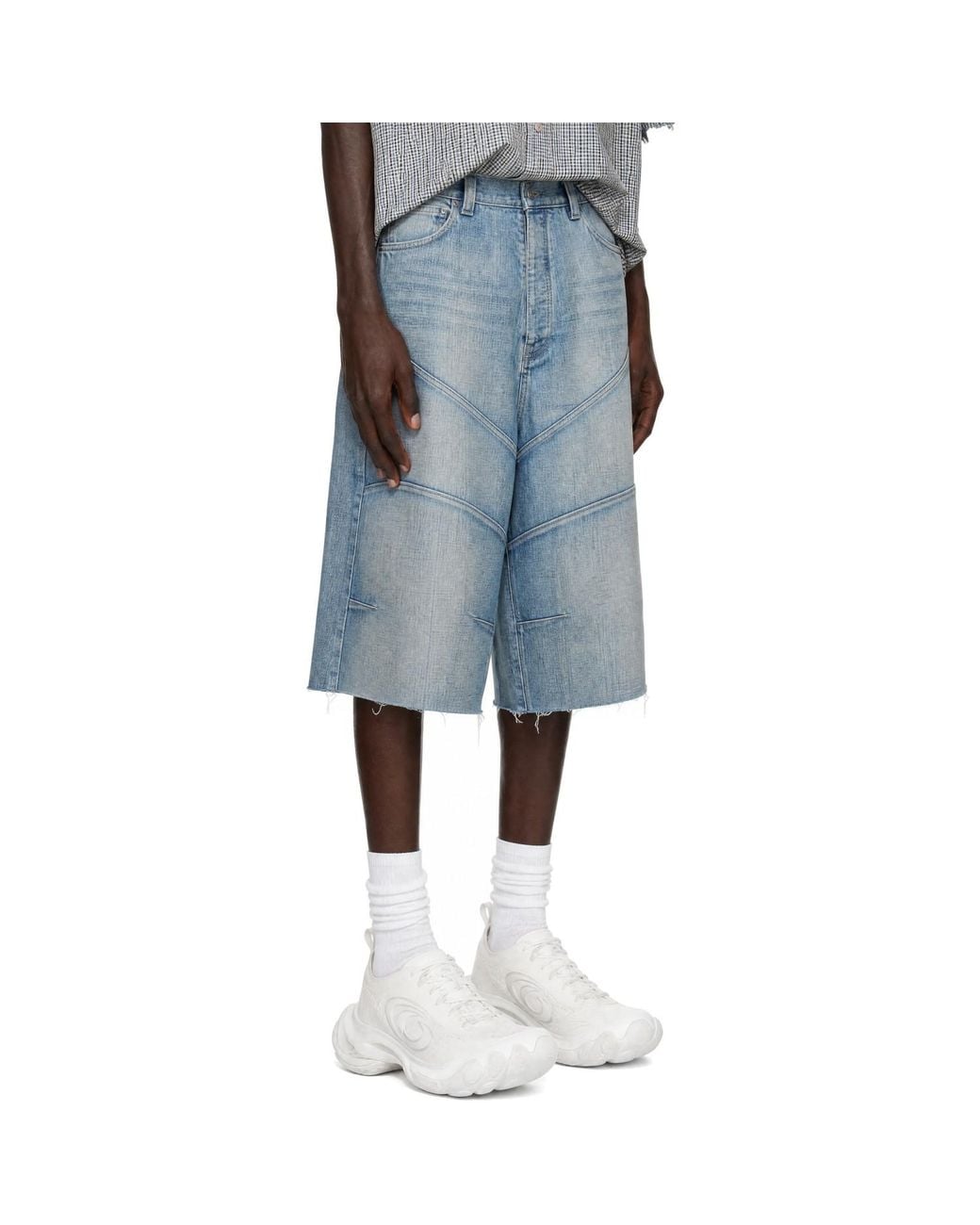 Balenciaga Blue Knee Dart Denim Shorts for men