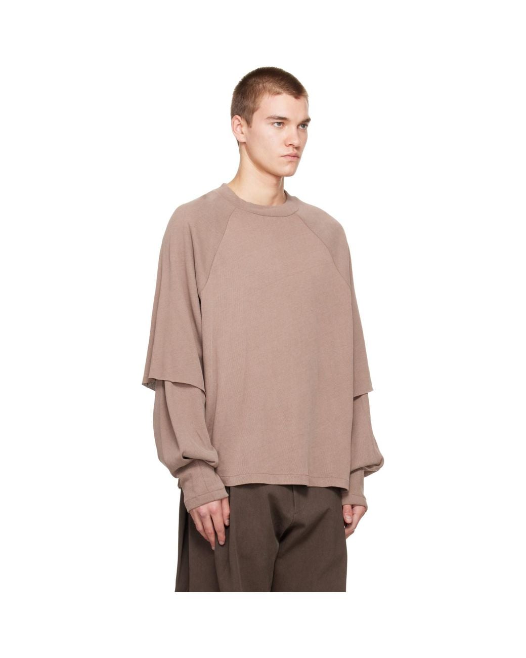 Seventh Brown Raglan Layered Longsleeve T-Shirt for men