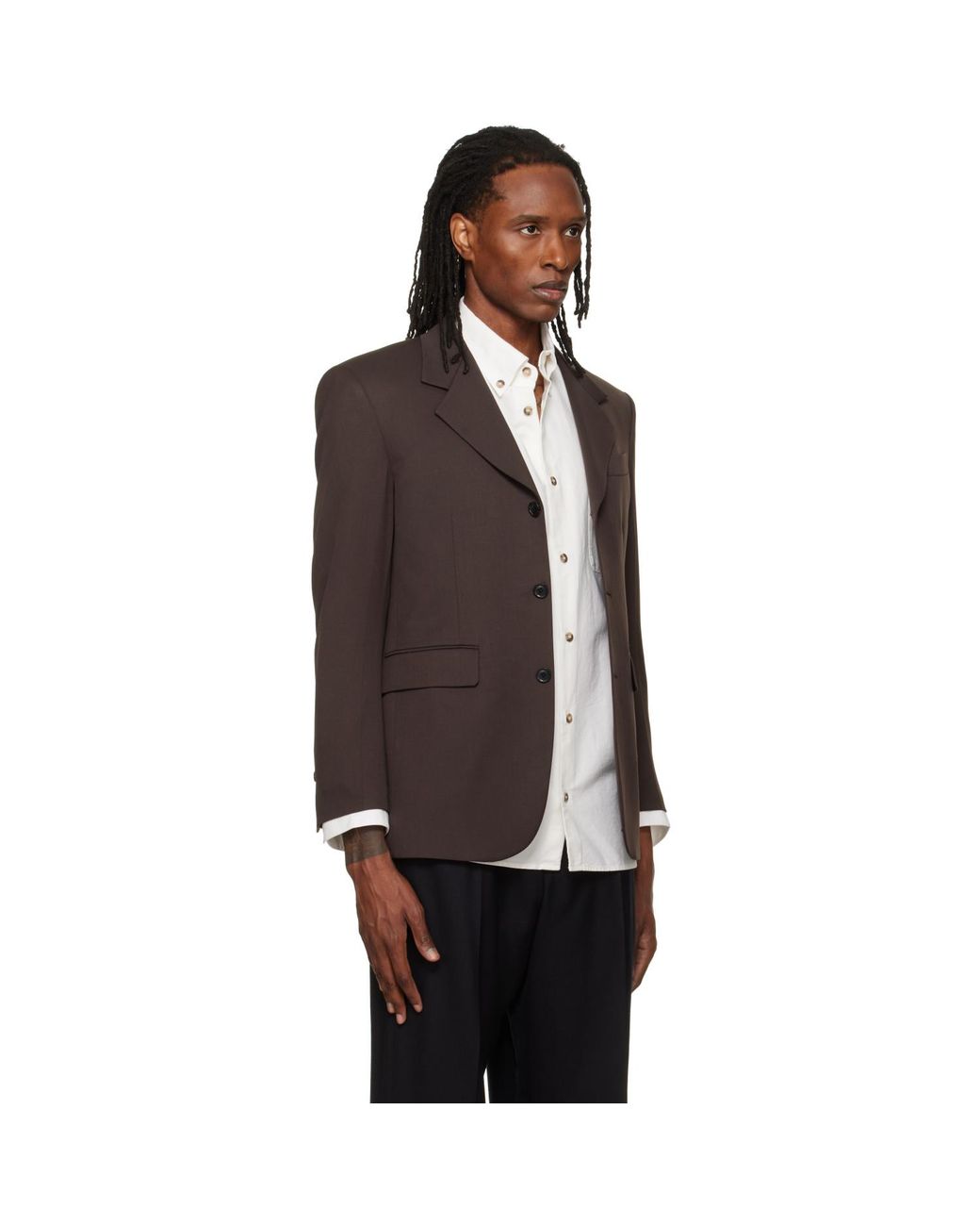 TONYWACK Brown Wool-Blend Tailored Blazer for men