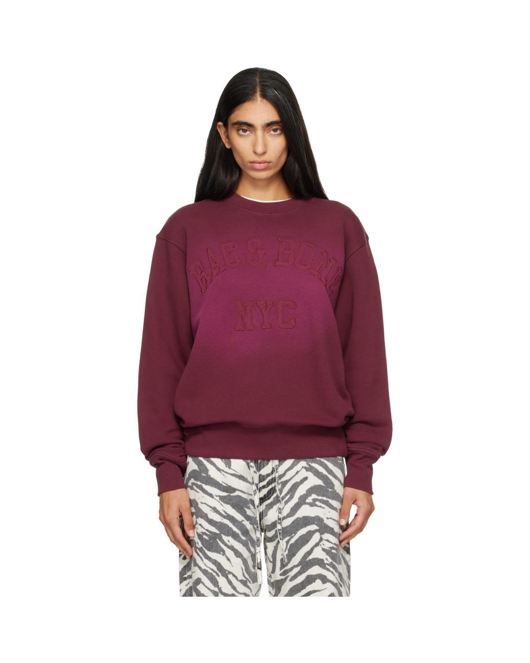 Rag & Bone Red Burgundy Rb University Vintage Terry Sweatshirt