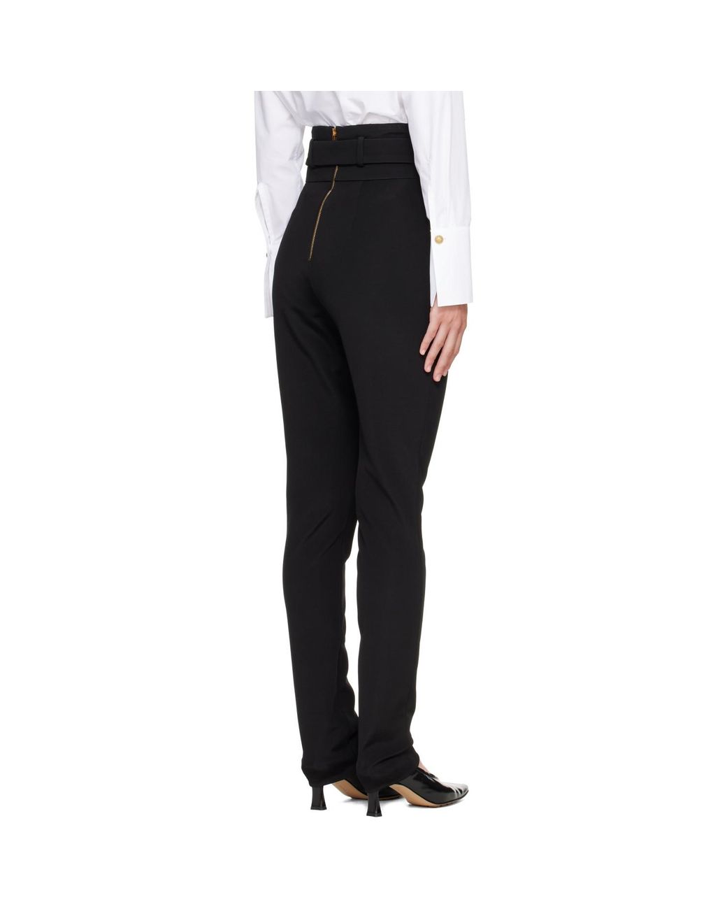 Balmain Black Stretch Belt Leggings