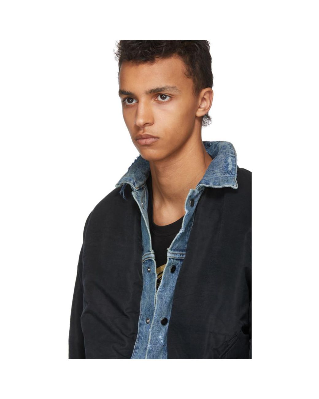 Amiri Reversible Black And Indigo Trucker Bomber Jacket for Men | Lyst