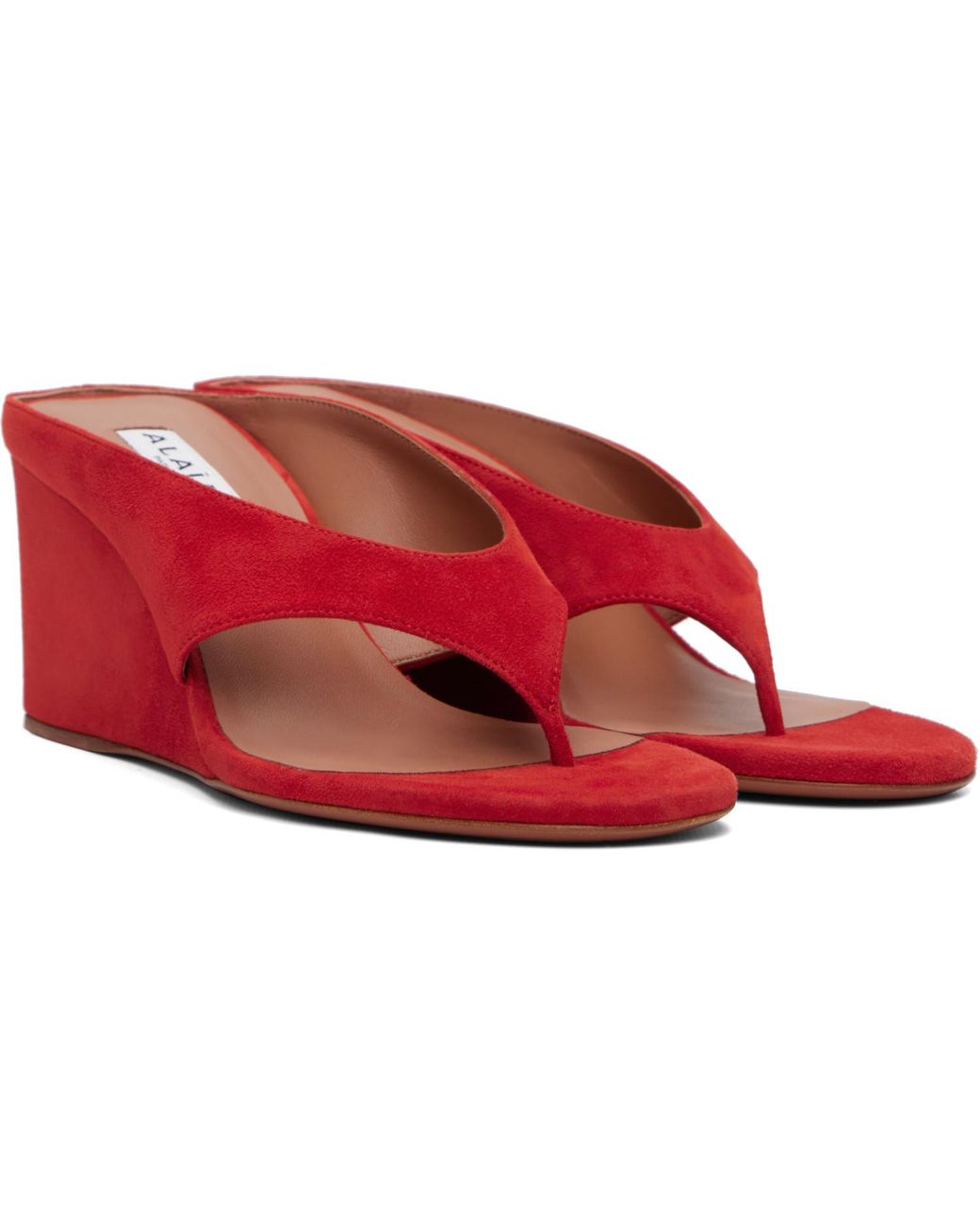 Alaïa Red Cube Thong Mule Sandals