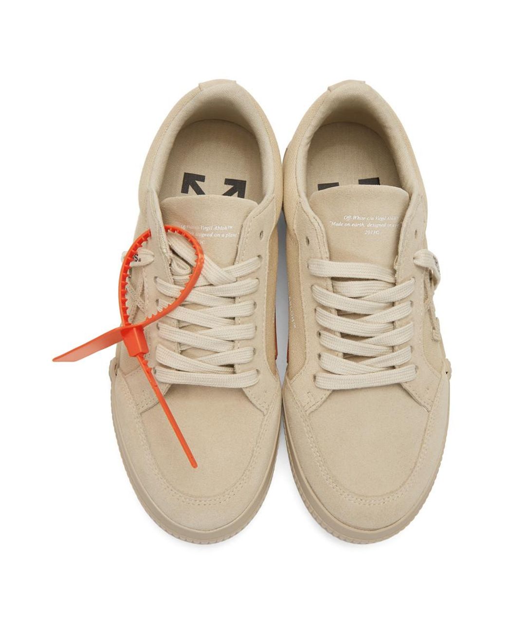 Off-White c/o Virgil Abloh Beige Vulcanized Low Sneakers in Natural for Men  | Lyst