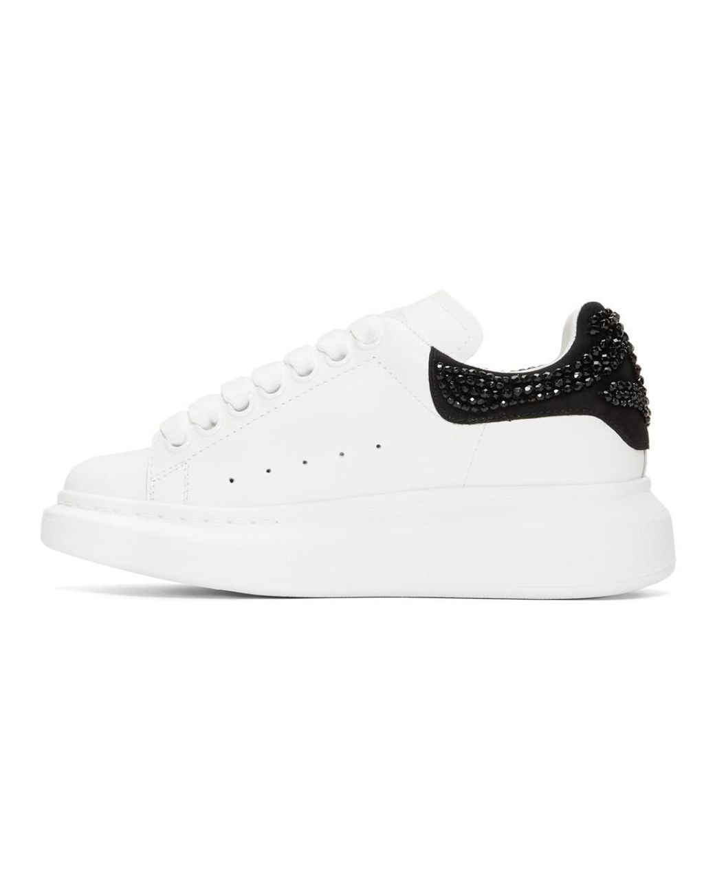 Alexander McQueen White And Black Crystal Oversized Sneakers | Lyst