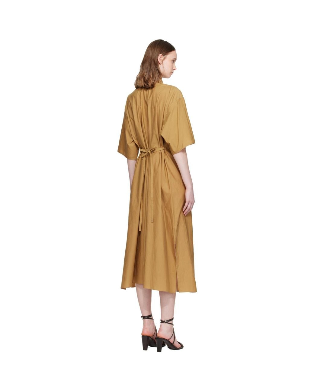 Lemaire Metallic Tan Reversible Tube Midi Dress