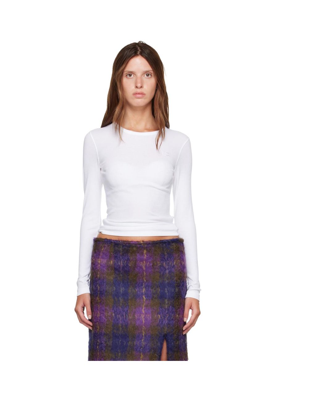 Ganni White Rib Long-Sleeve T-Shirt