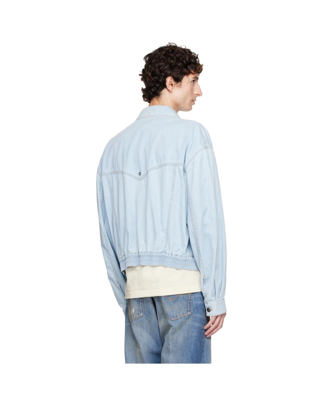 Versace Blue Chambray Denim Bomber Jacket for men