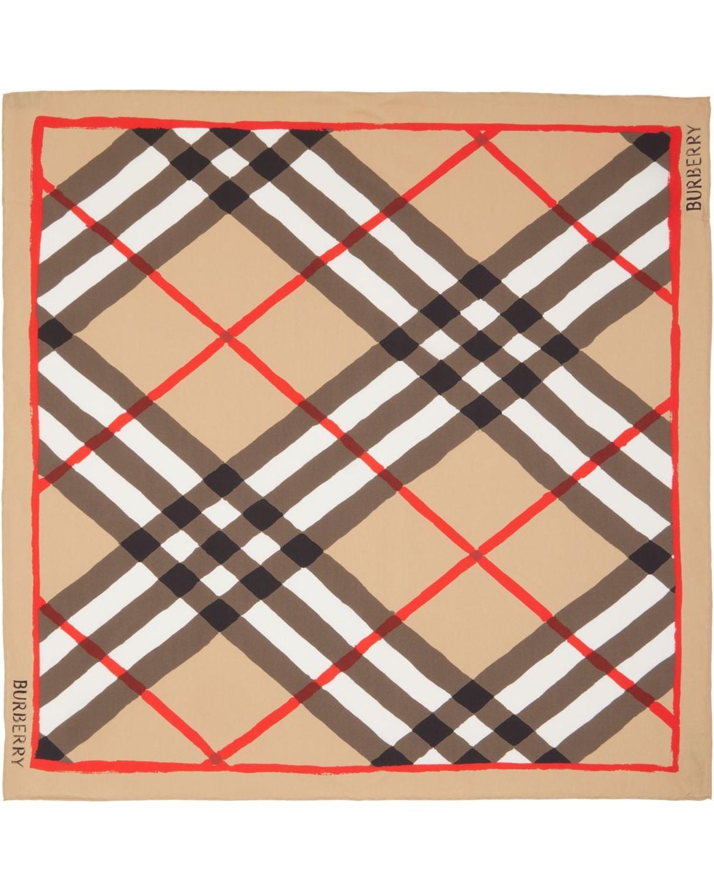 Burberry Gray Watercolour Check Silk Scarf
