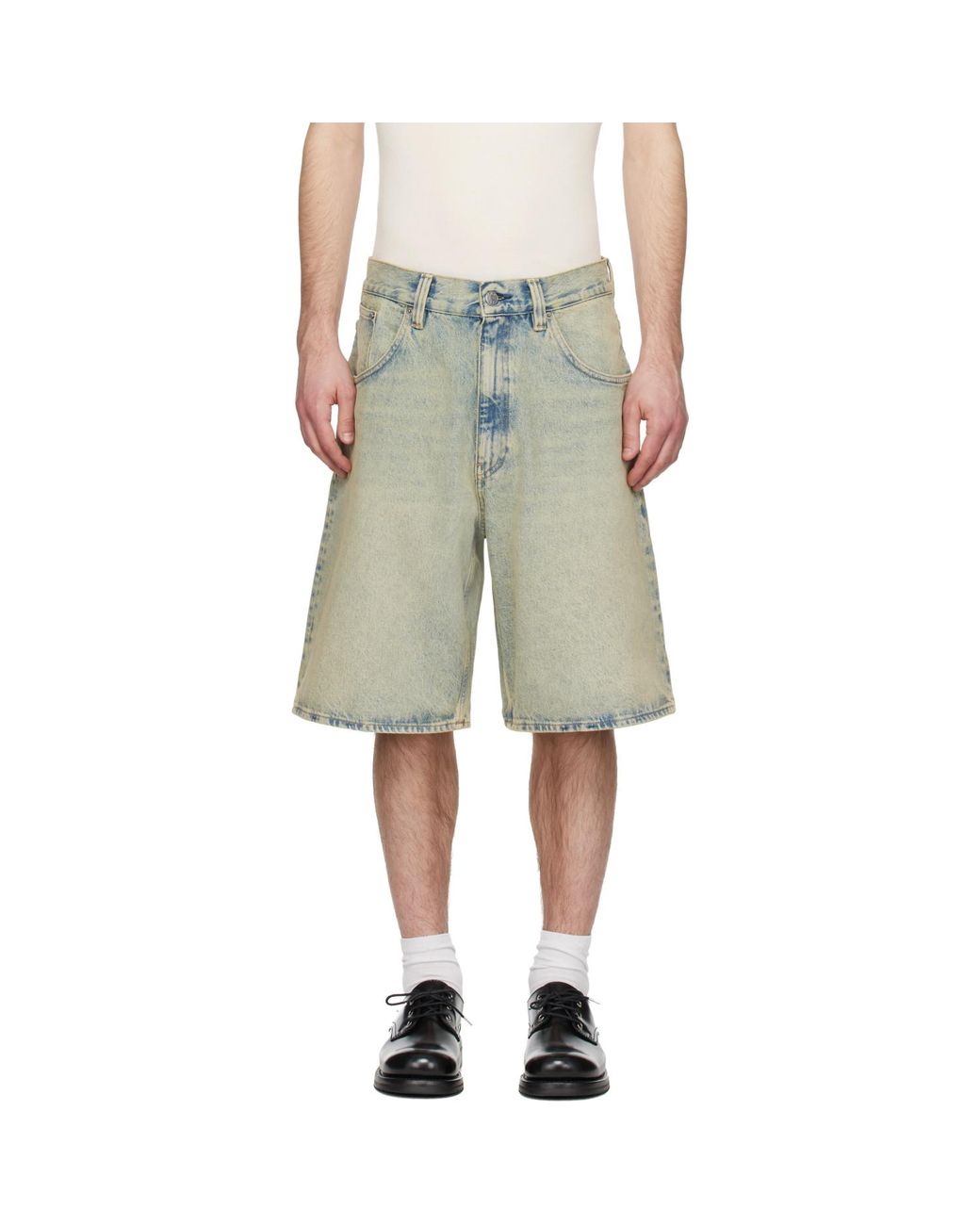 sunflower Green Super Wide Denim Shorts for men