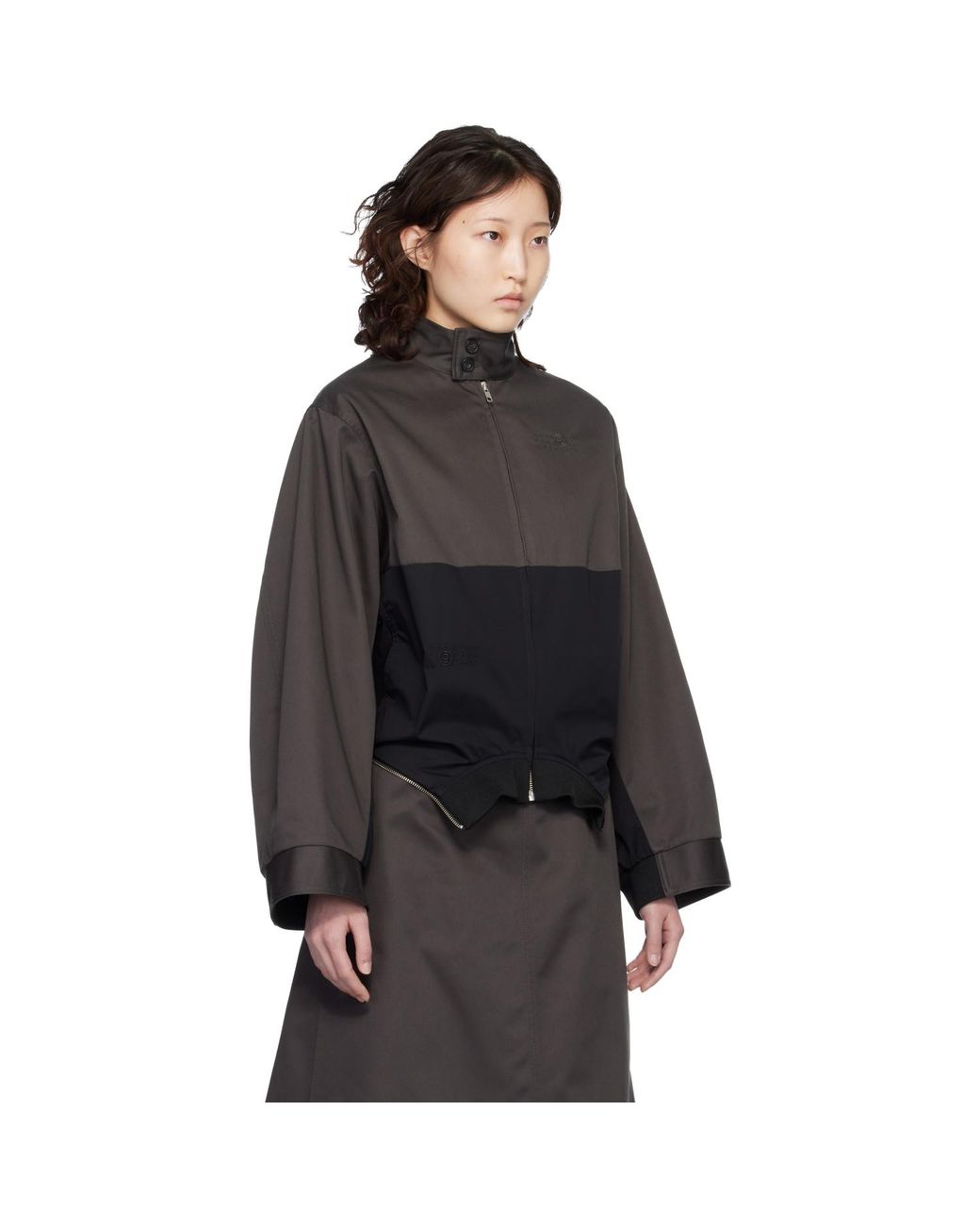MM6 by Maison Margiela Black Mirrored Two-Tone Zip Jacket