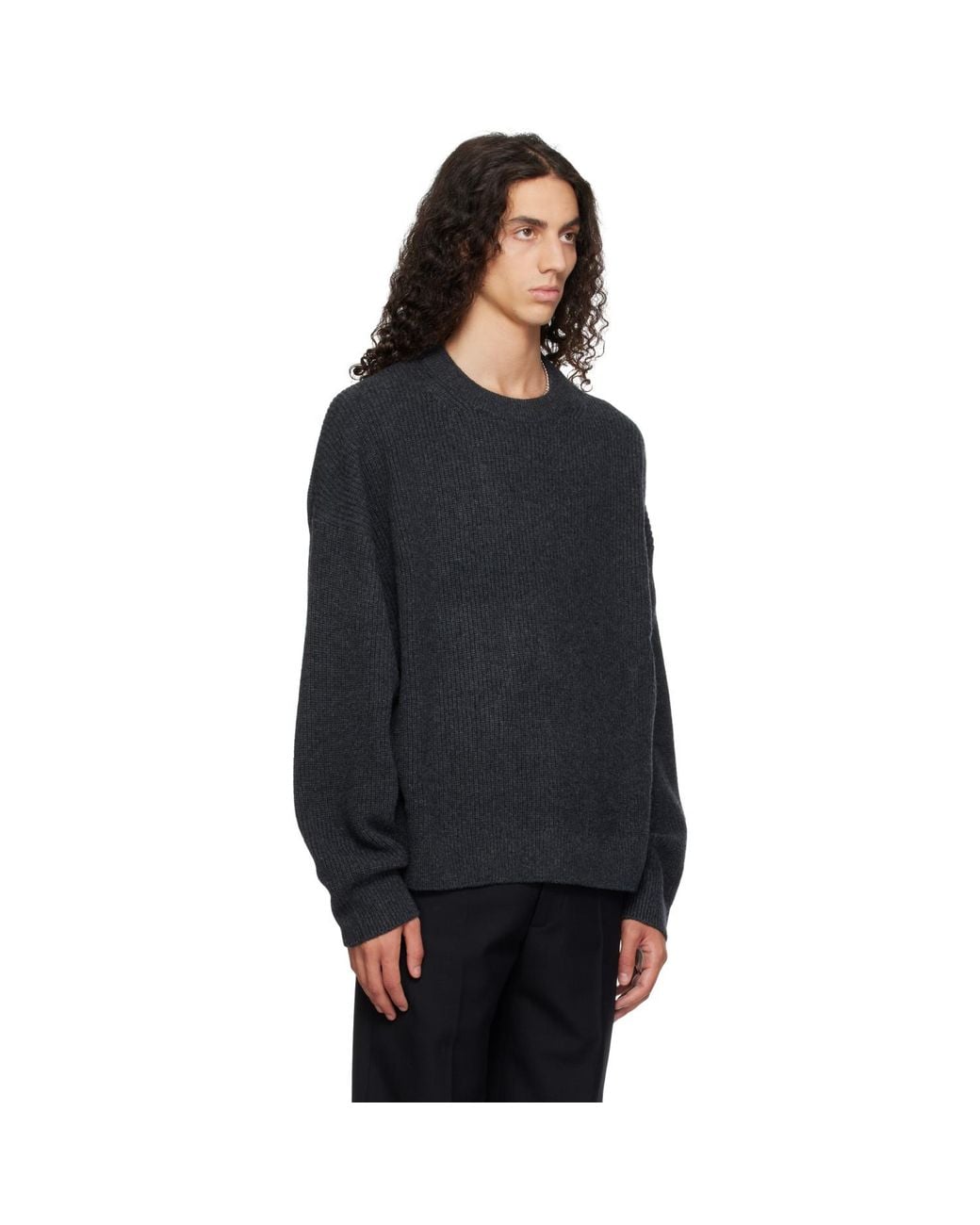 YACAIA Black Y-0013 Oversized Ribbed Sweater for men