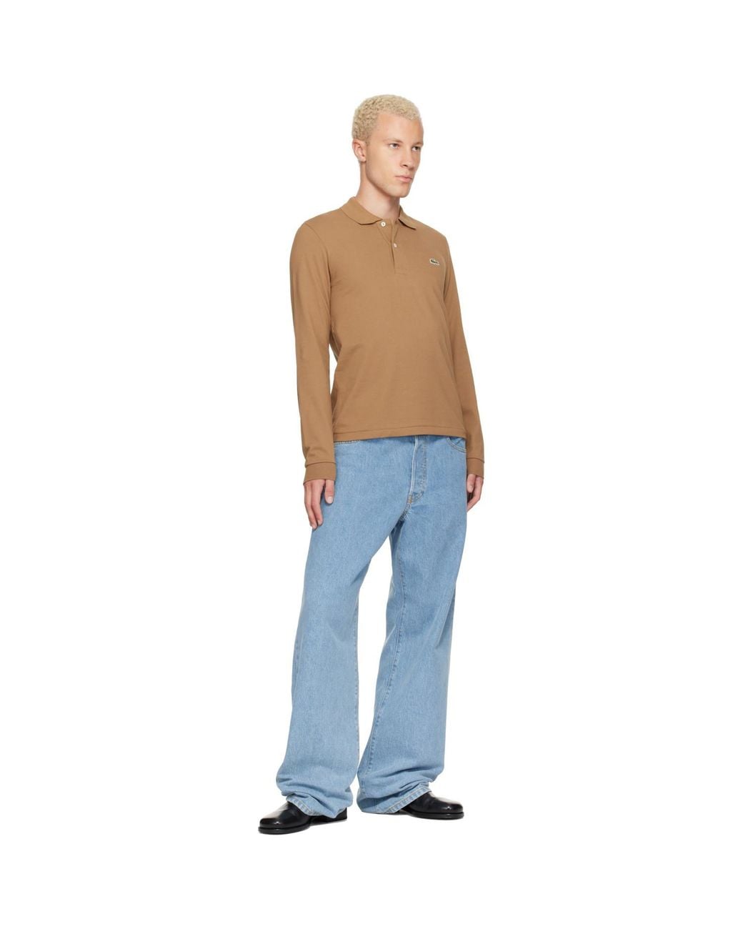 Lacoste Natural Tan Classic Fit Long Sleeve L.12.12 Polo for men