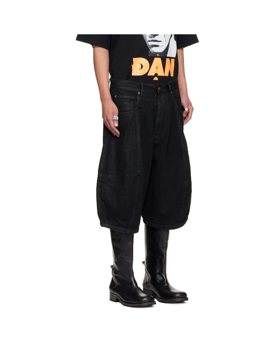 Lu'u Dan Black Puffa Shorts for men