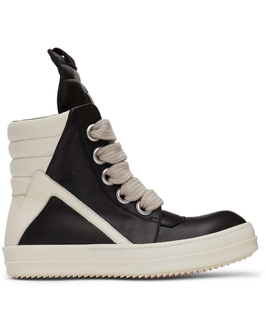 Rick Owens Leather Jumbo Laces Geobasket Sneakers in Black for Men | Lyst