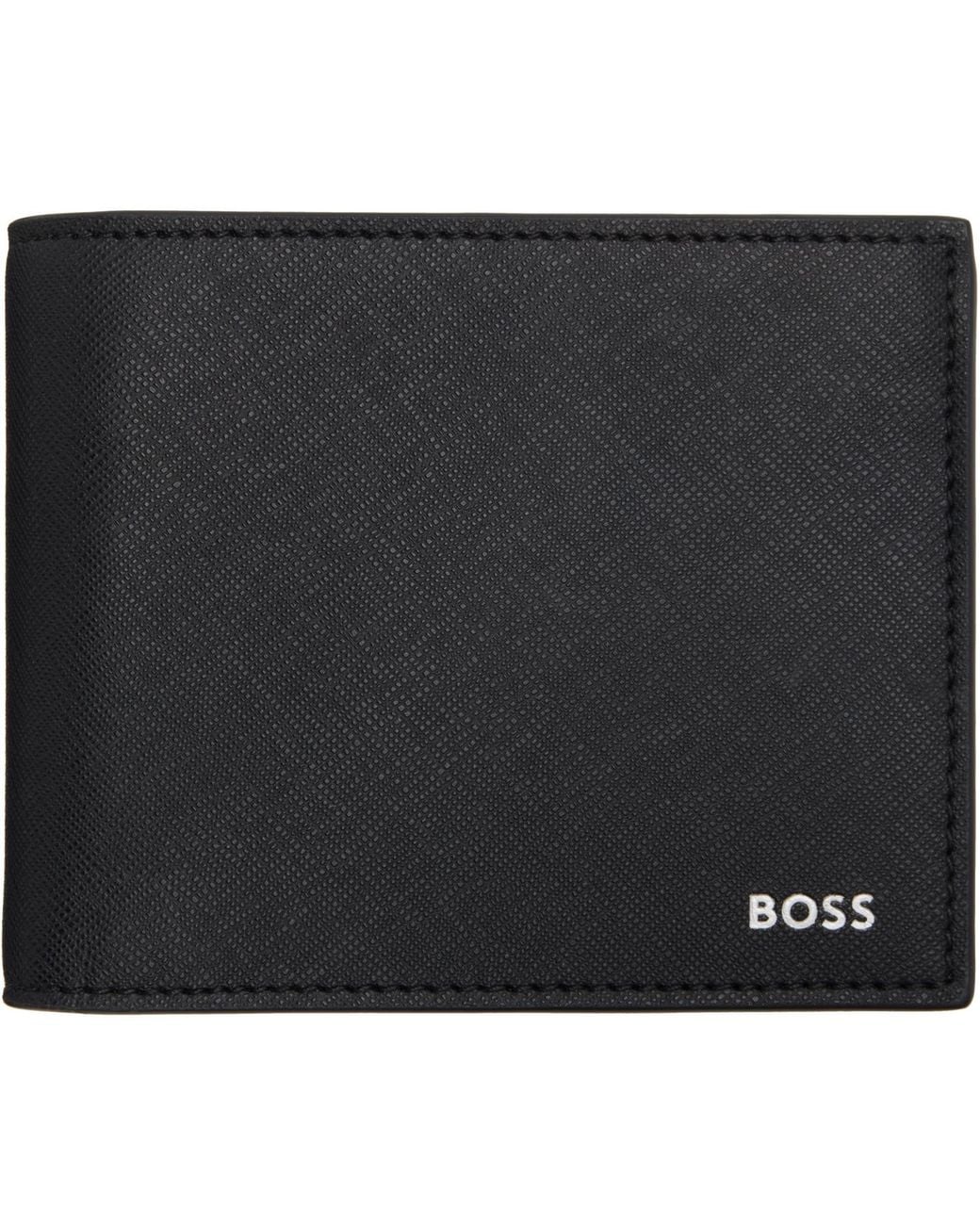 Boss Black Saffiano Trifold Wallet for men
