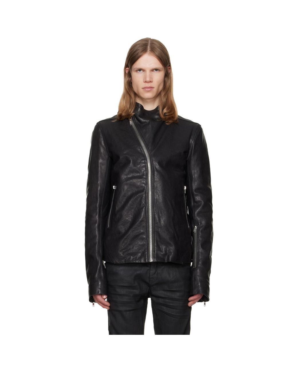 Rick Owens Black Tower Release Leather Jacket for men