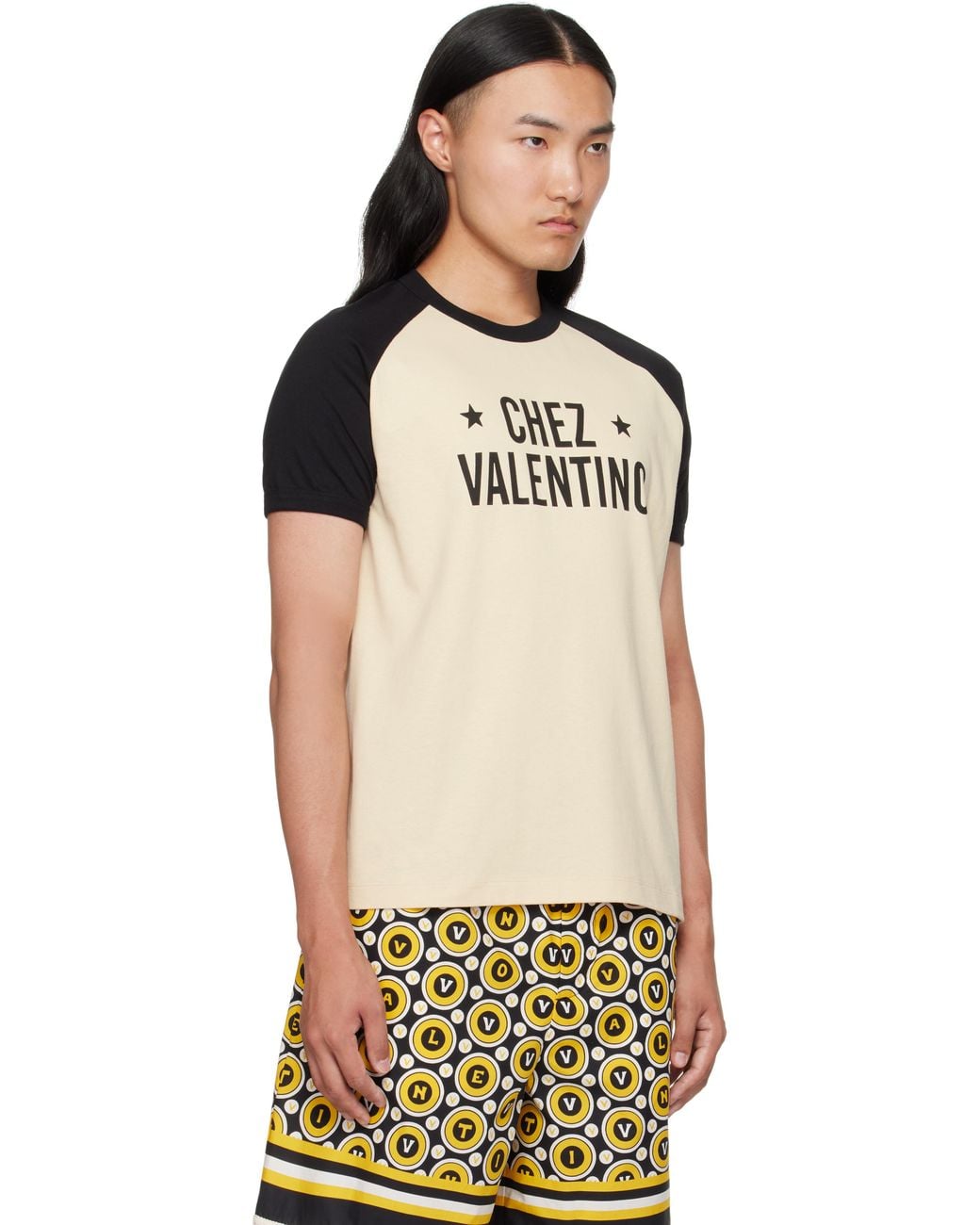 メンズ Valentino ベージュ＆ブラック 'Chez Print コットン Tシャツ Black