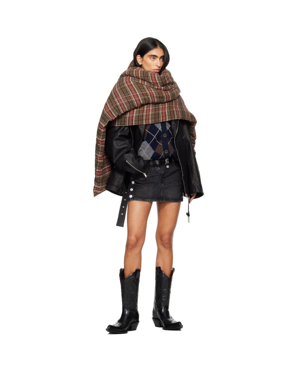 R13 Brown Oversized Padded Scarf