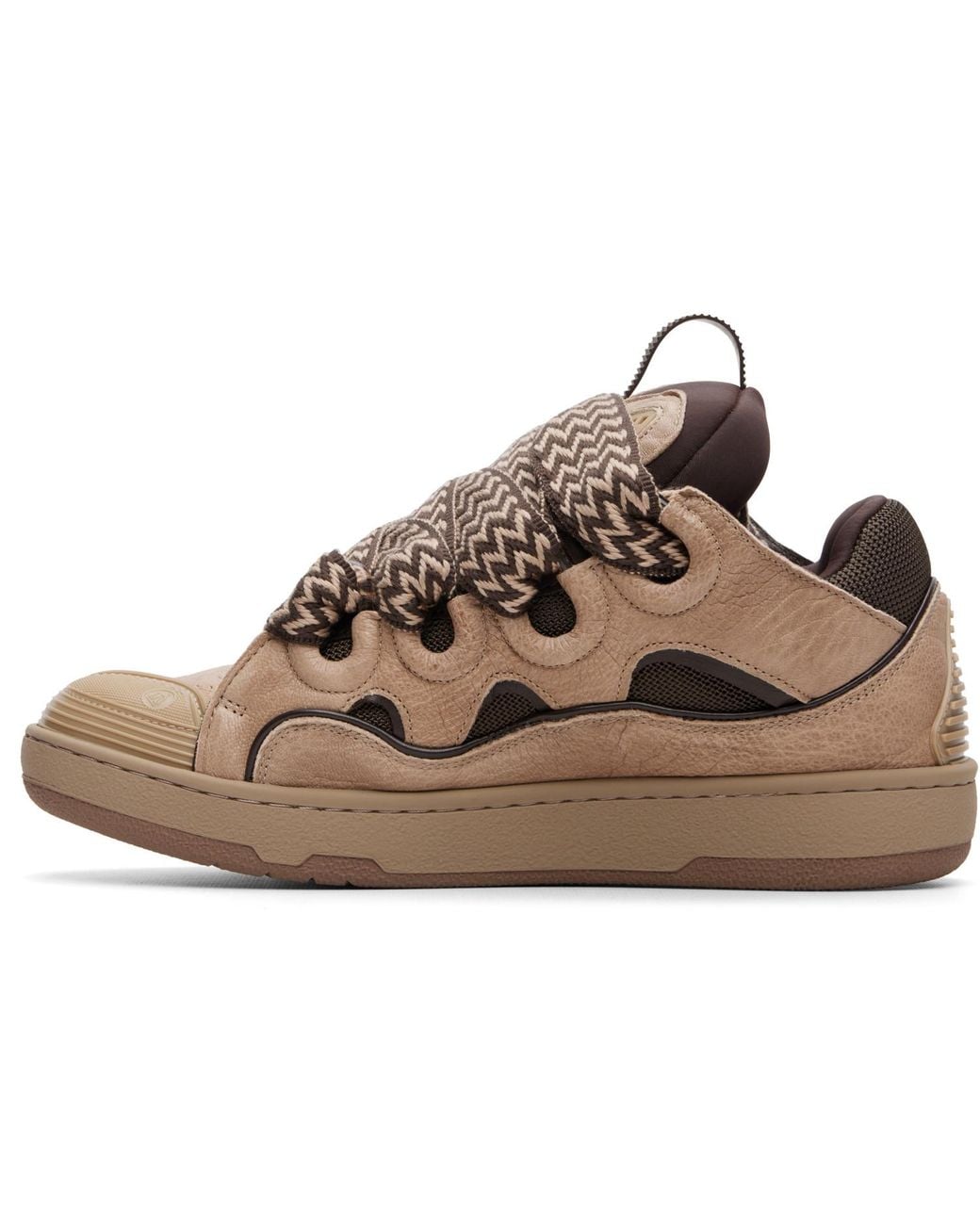 Lanvin Brown Curb Dino-Effect Leather Sneakers for men
