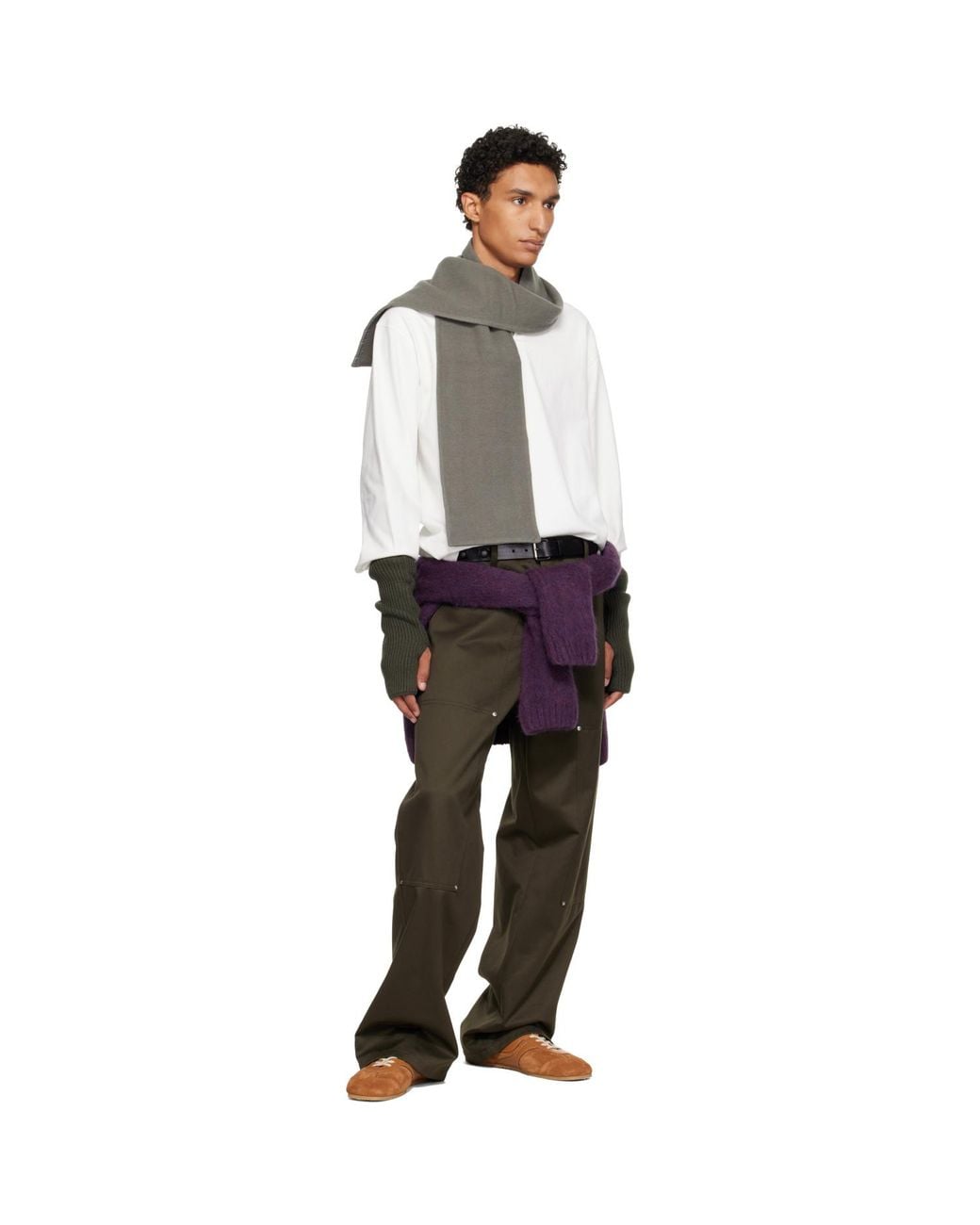 Rier Green Khaki Fingerless Gloves for men